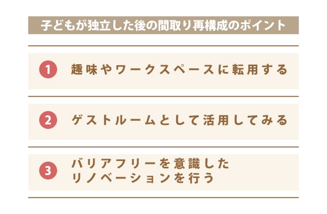 子どもが独立した後に間取りを再構成するときのポイント